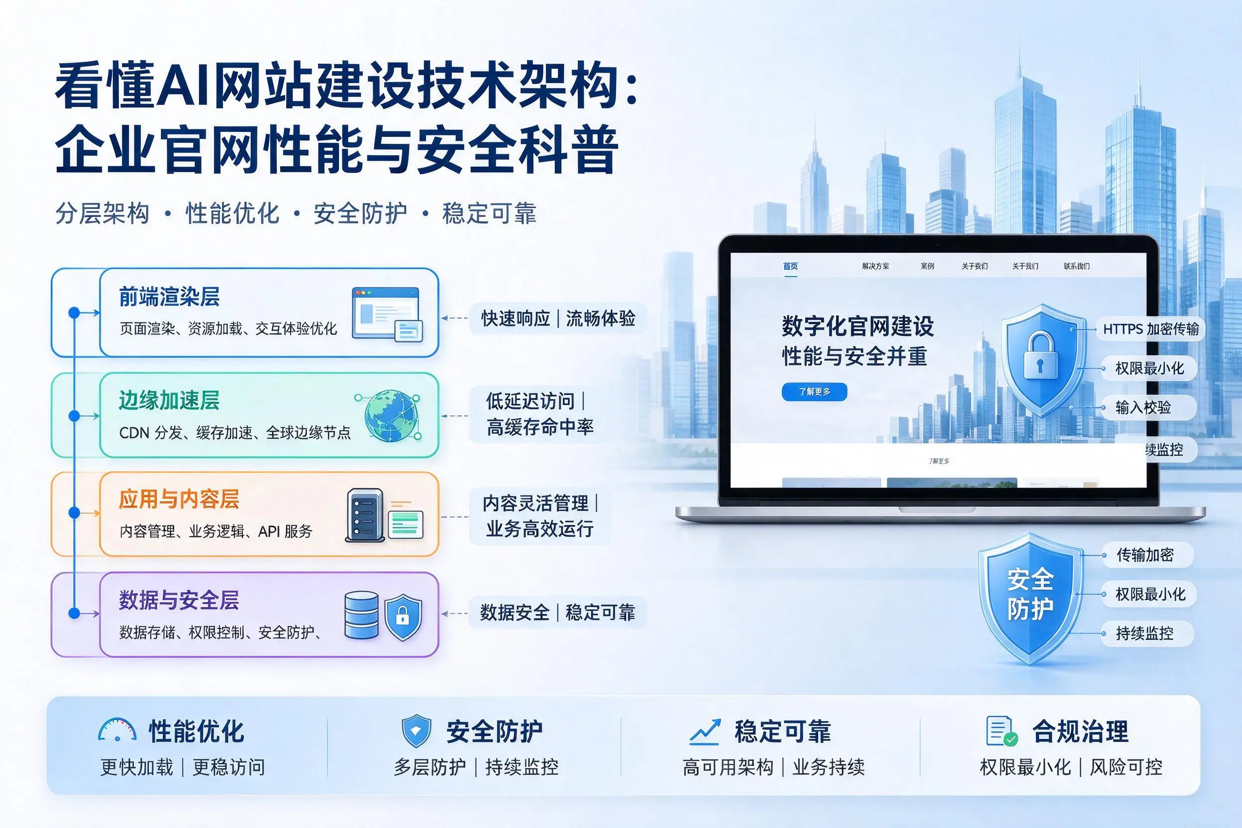 看懂AI网站建设技术架构：黔东南企业官网性能与安全科普