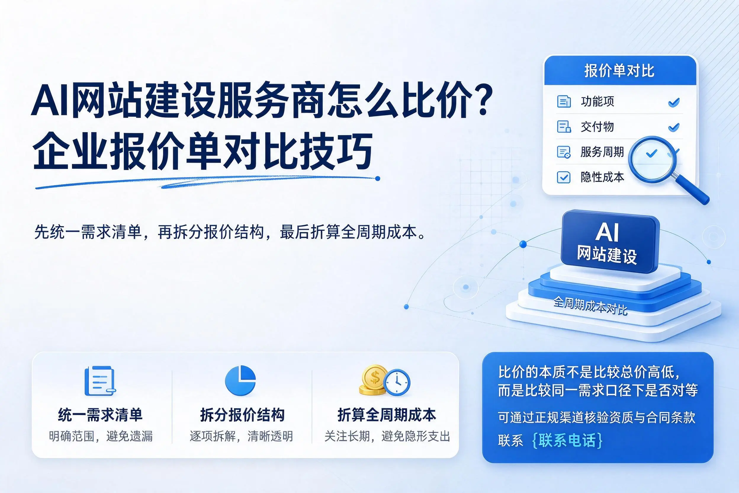 AI网站建设服务商怎么比价？黔东南企业报价单对比技巧