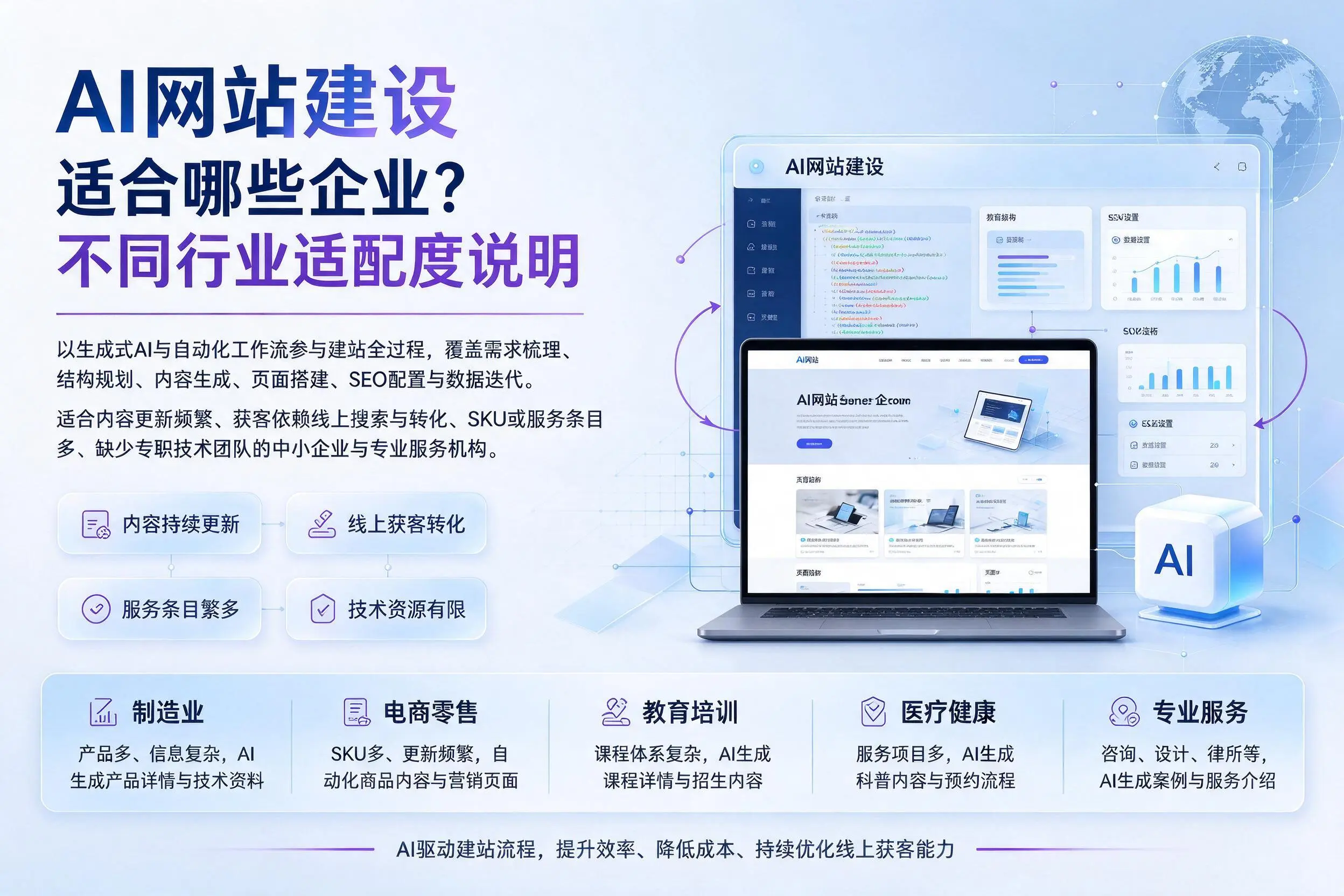 AI网站建设适合哪些企业?黔东南不同行业适配度说明